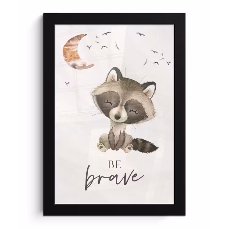 Poster met lijst - Waterverf - Be brave - Quotes - Kinderen - Jongens - Meisjes — 1