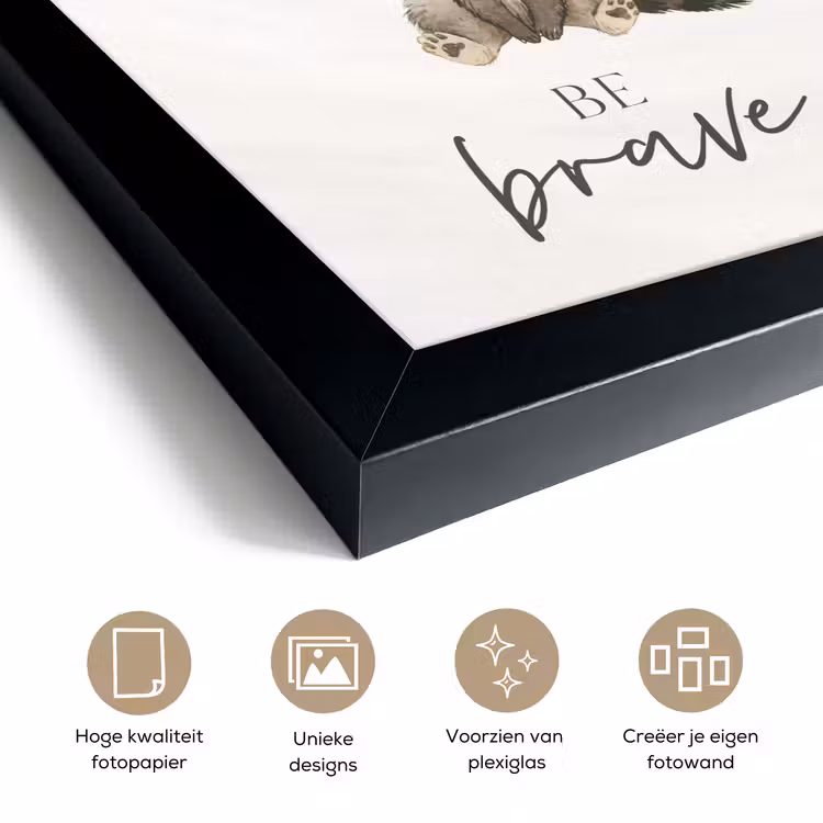 Poster met lijst - Waterverf - Be brave - Quotes - Kinderen - Jongens - Meisjes — 6