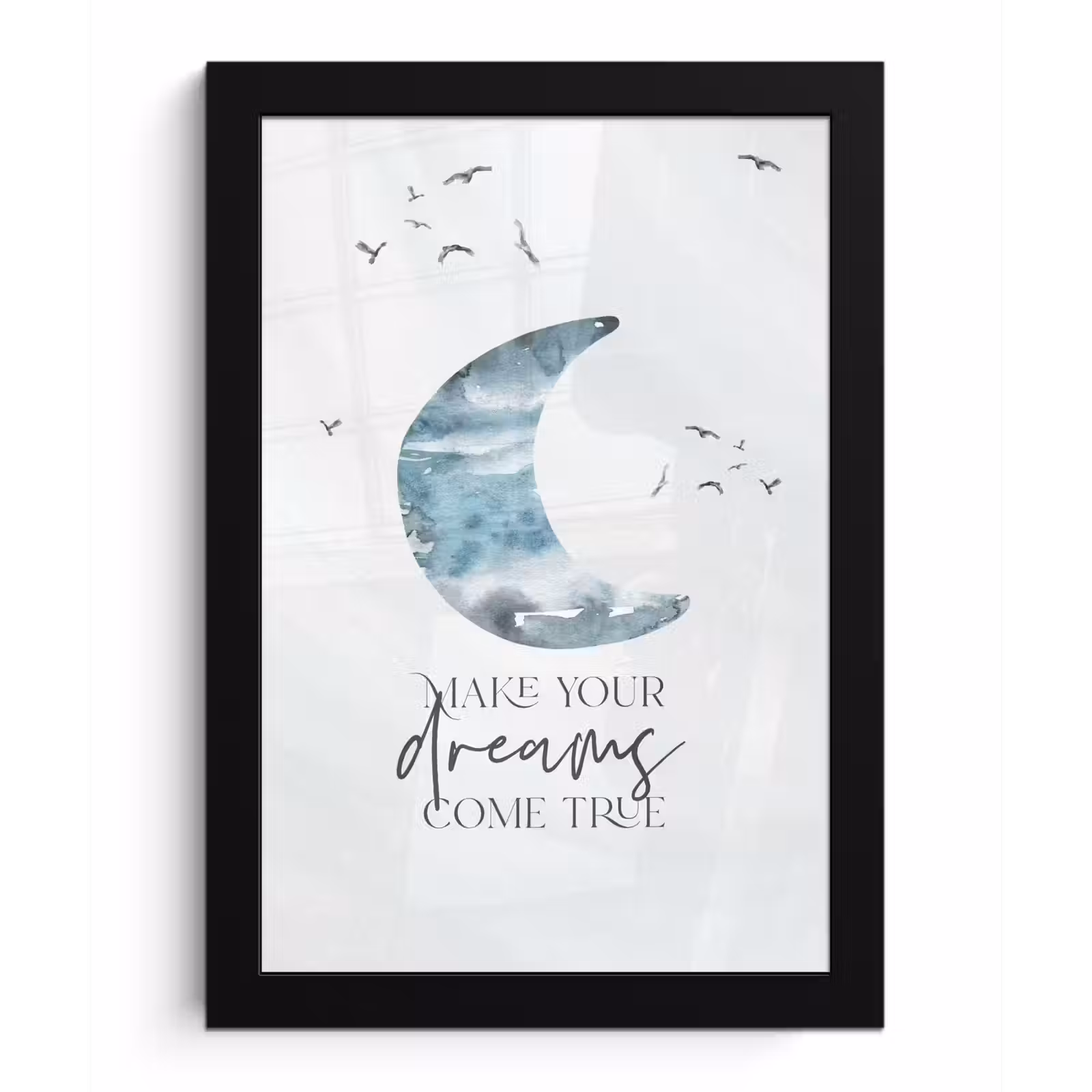 Poster met lijst - Kinderen - Make your dreams come true - Spreuken - Jongens - Blauw - Waterverf — 1