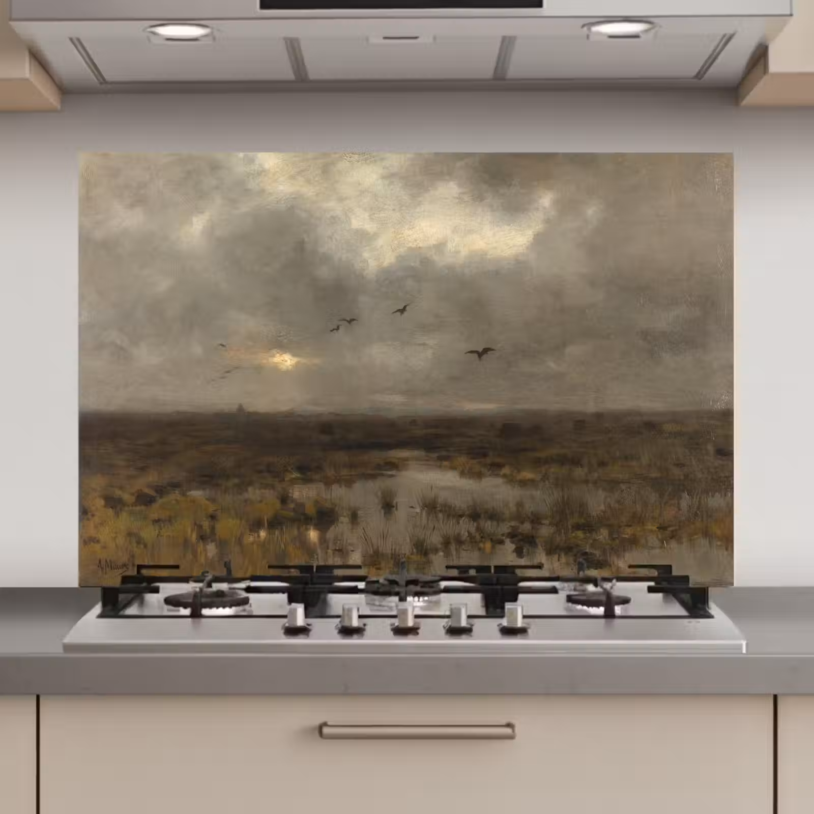 Spatscherm keuken - Het moeras - Schilderij van Anton Mauve — 1