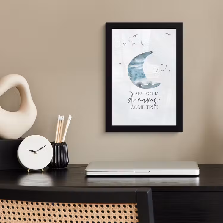 Poster met lijst - Kinderen - Make your dreams come true - Spreuken - Jongens - Blauw - Waterverf — 2