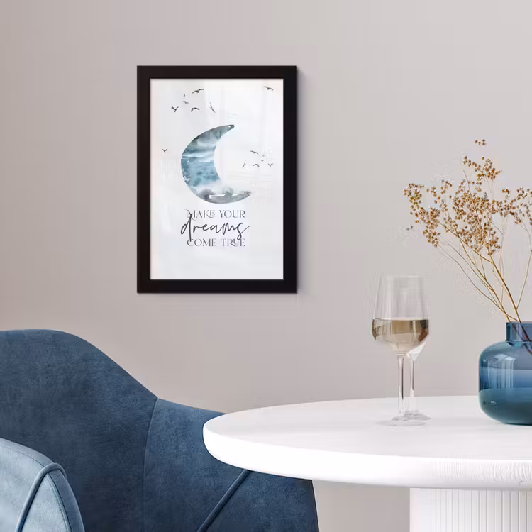 Poster met lijst - Kinderen - Make your dreams come true - Spreuken - Jongens - Blauw - Waterverf — 4