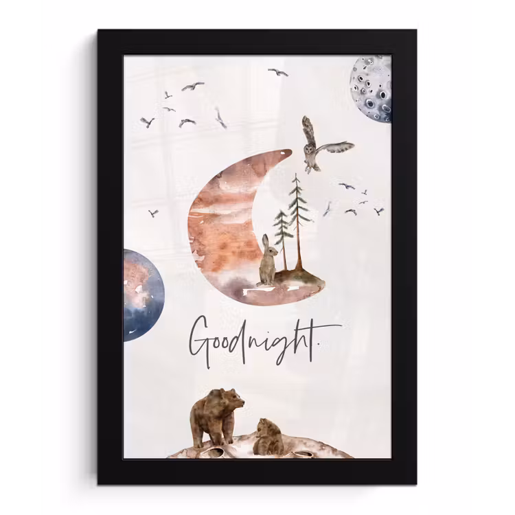 Poster met lijst - Quotes - Goodnight - Spreuken - Kinderen - Jongens - Meisjes - Kind — 1