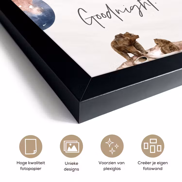 Poster met lijst - Quotes - Goodnight - Spreuken - Kinderen - Jongens - Meisjes - Kind — 6