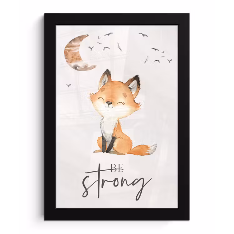 Poster met lijst - Quotes - Waterverf - Be strong - Kinderen - Vos - Dieren — 1