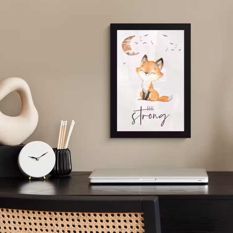 Poster met lijst - Quotes - Waterverf - Be strong - Kinderen - Vos - Dieren — 2