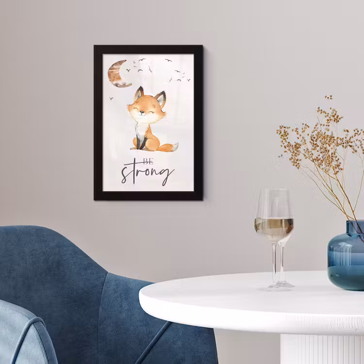 Poster met lijst - Quotes - Waterverf - Be strong - Kinderen - Vos - Dieren — 4