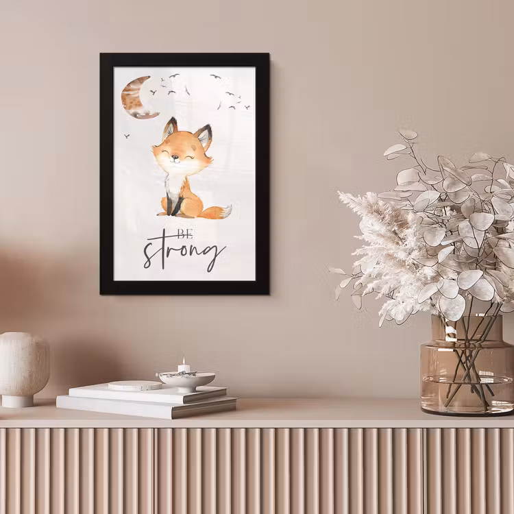 Poster met lijst - Quotes - Waterverf - Be strong - Kinderen - Vos - Dieren — 5