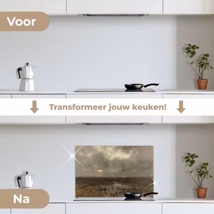Spatscherm keuken - Het moeras - Schilderij van Anton Mauve — 3