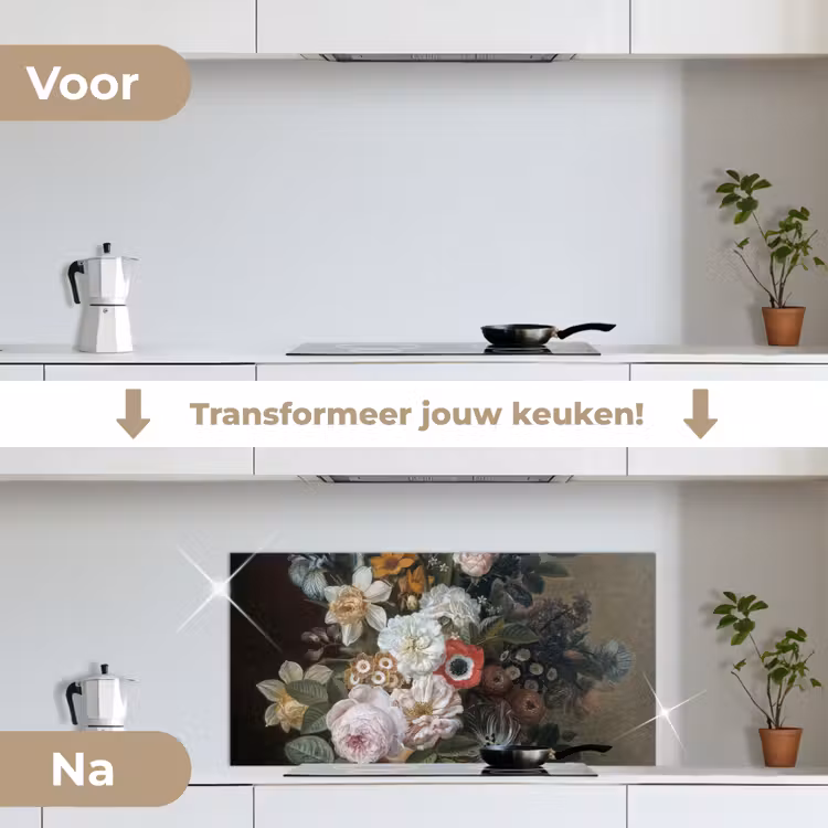 Spatscherm keuken - Stilleven met bloemen - Schilderij van Eelke Jelles Eelkema — 2