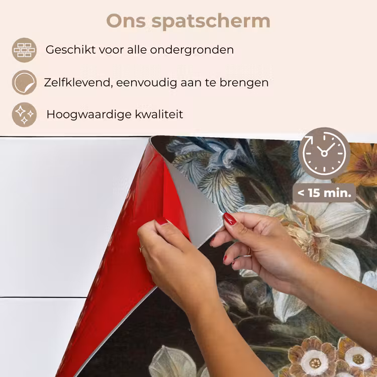 Spatscherm keuken - Stilleven met bloemen - Schilderij van Eelke Jelles Eelkema — 3