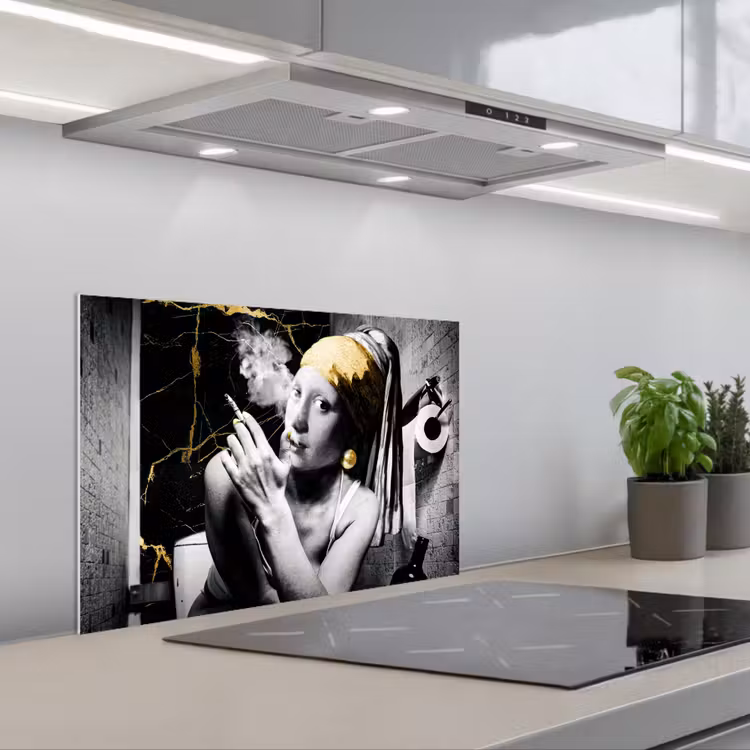 Spatscherm keuken - Marmerlook - Meisje met de parel - Sigaretten - Toilet - Goud - Kunst - Oude meesters — 5