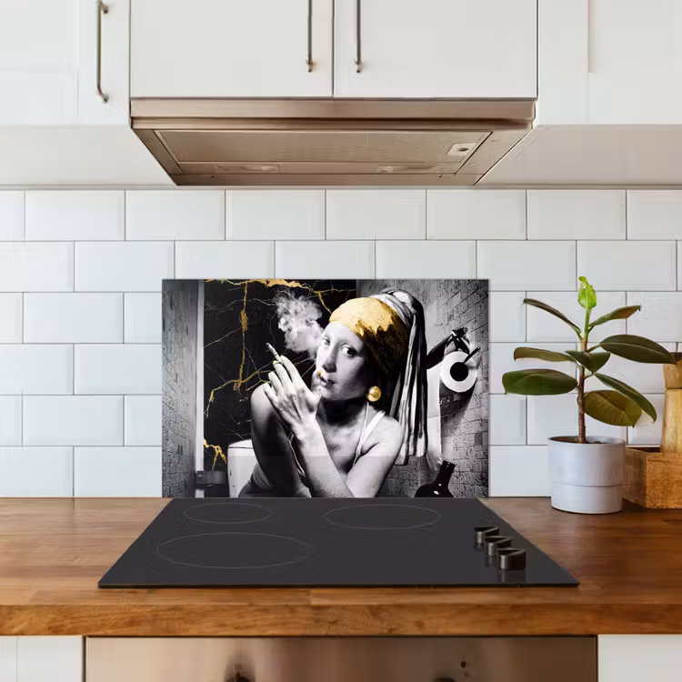 Spatscherm keuken - Marmerlook - Meisje met de parel - Sigaretten - Toilet - Goud - Kunst - Oude meesters — 6
