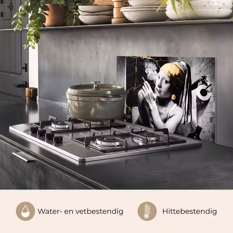 Spatscherm keuken - Marmerlook - Meisje met de parel - Sigaretten - Toilet - Goud - Kunst - Oude meesters — 7