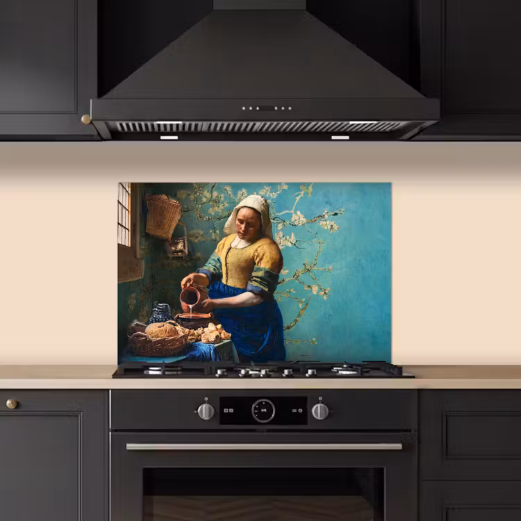 Spatscherm keuken - Melkmeisje - Amandelbloesem - Van Gogh - Vermeer - Schilderij - Oude meesters — 2