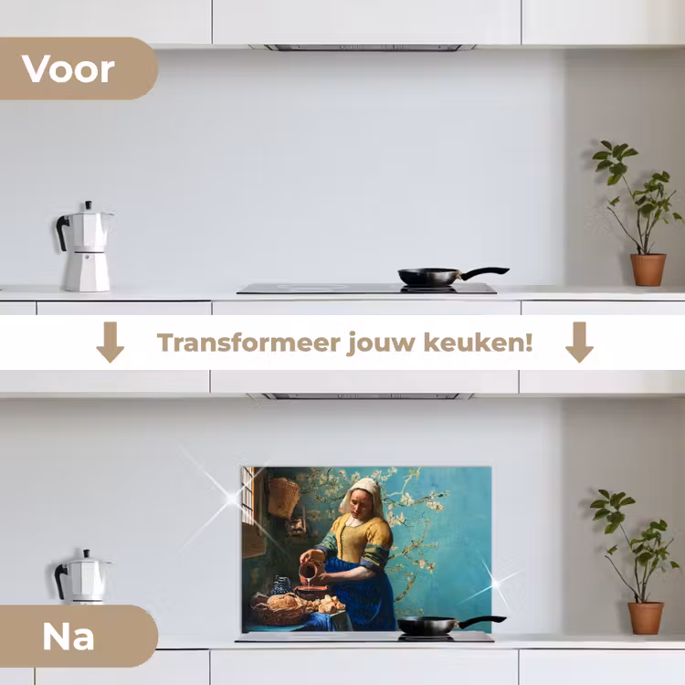 Spatscherm keuken - Melkmeisje - Amandelbloesem - Van Gogh - Vermeer - Schilderij - Oude meesters — 3