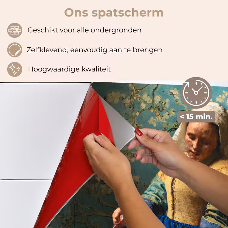 Spatscherm keuken - Melkmeisje - Amandelbloesem - Van Gogh - Vermeer - Schilderij - Oude meesters — 4