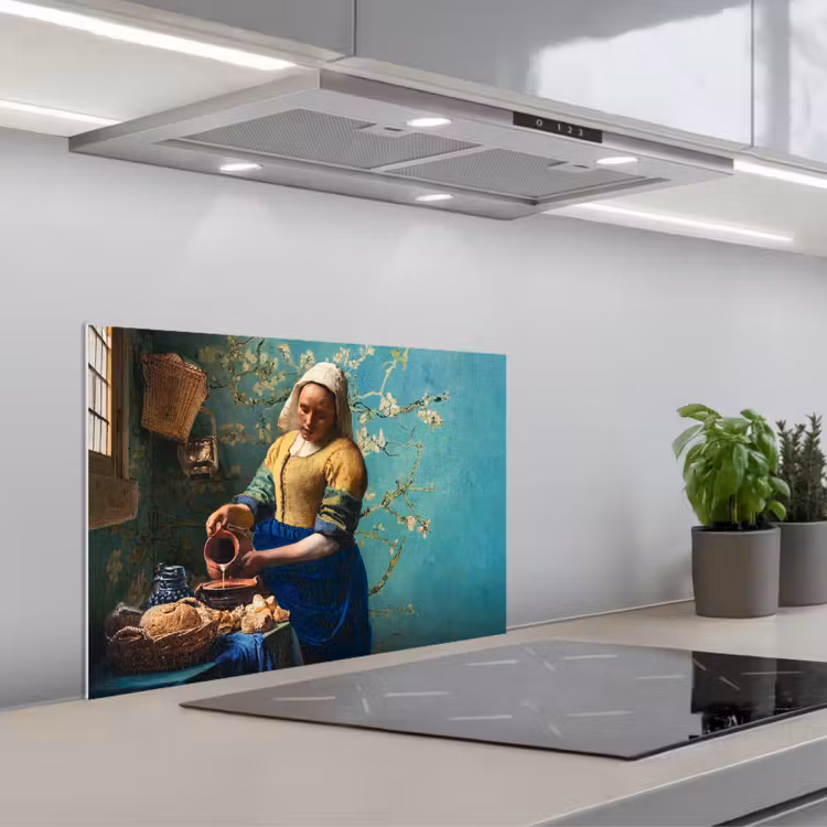 Spatscherm keuken - Melkmeisje - Amandelbloesem - Van Gogh - Vermeer - Schilderij - Oude meesters — 5