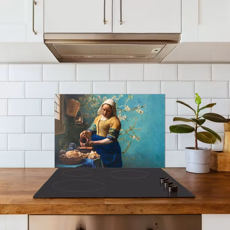 Spatscherm keuken - Melkmeisje - Amandelbloesem - Van Gogh - Vermeer - Schilderij - Oude meesters — 6