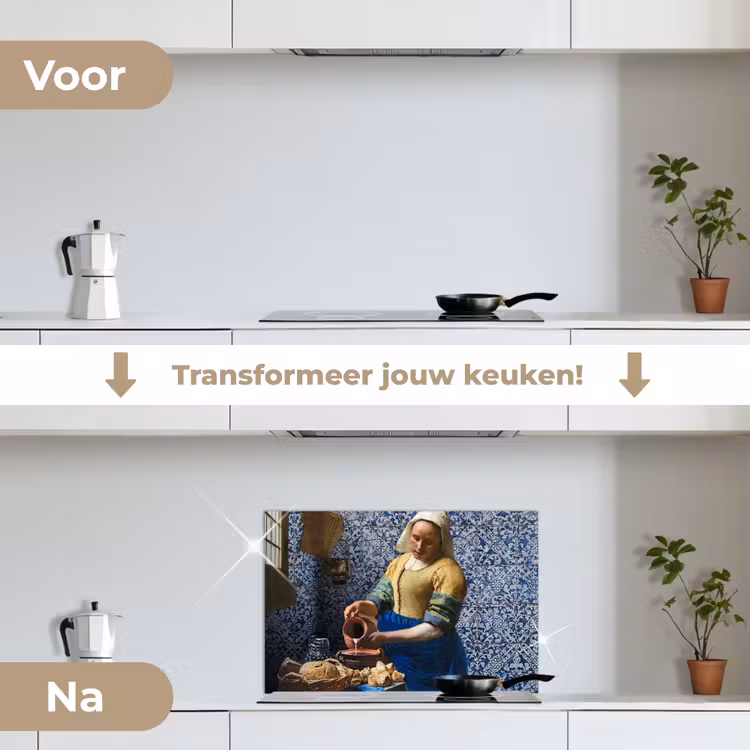 Spatscherm keuken - Melkmeisje - Delfts Blauw - Vermeer - Schilderij - Oude meesters — 3