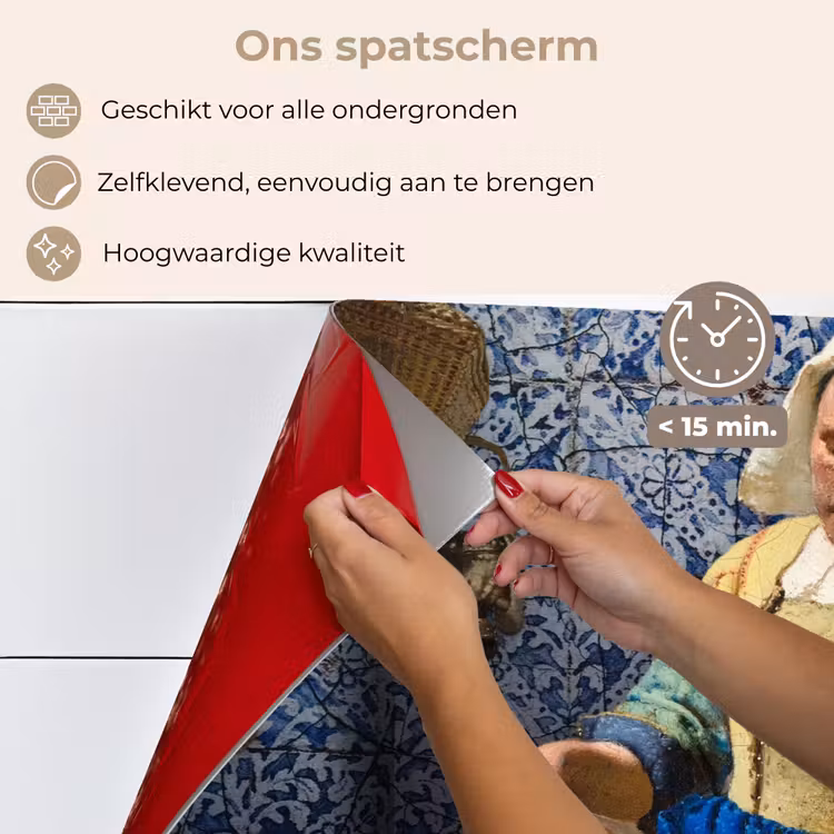 Spatscherm keuken - Melkmeisje - Delfts Blauw - Vermeer - Schilderij - Oude meesters — 4