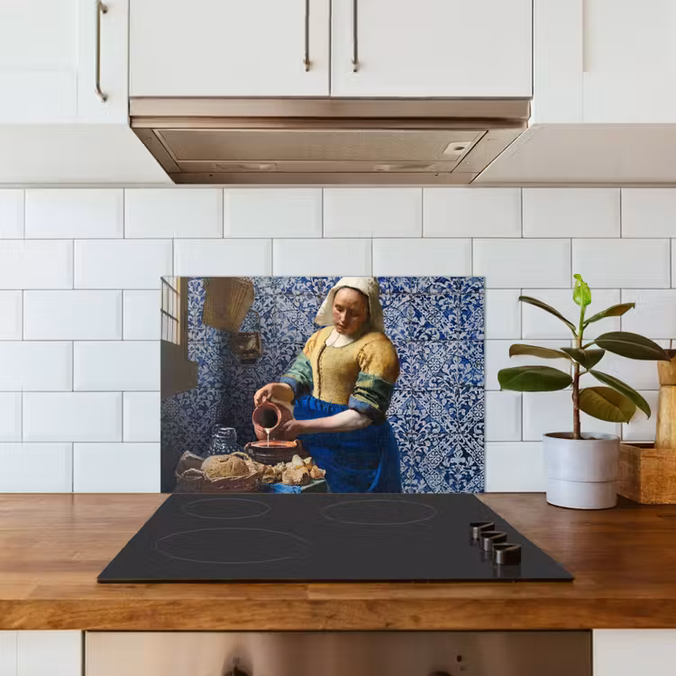 Spatscherm keuken - Melkmeisje - Delfts Blauw - Vermeer - Schilderij - Oude meesters — 6