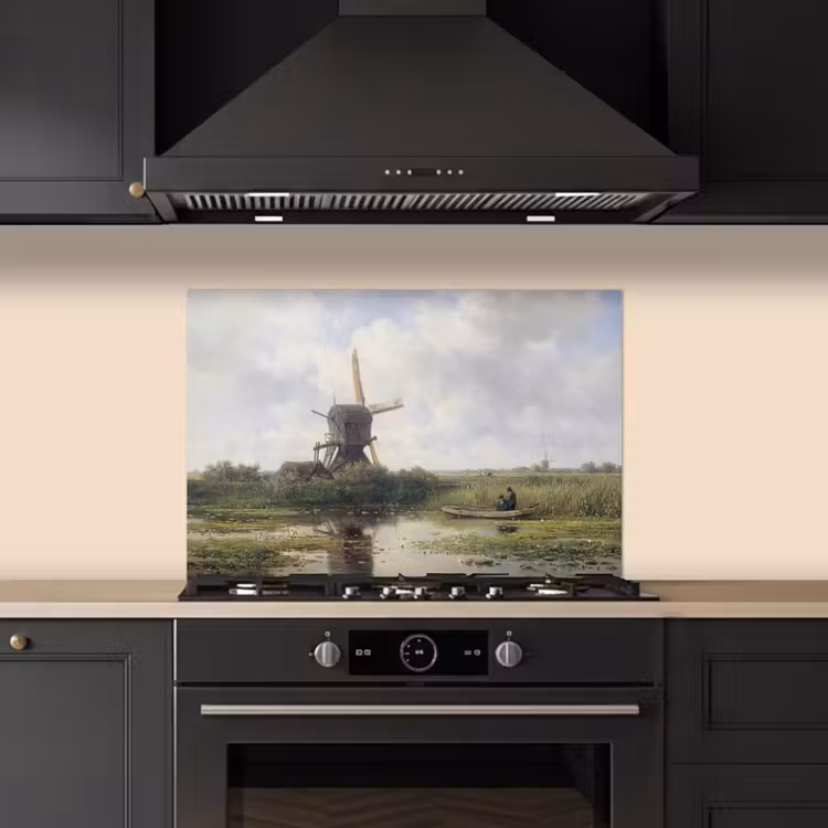 Spatscherm keuken - Molen - Willem Roelofs - Oude meesters - Kunst — 2