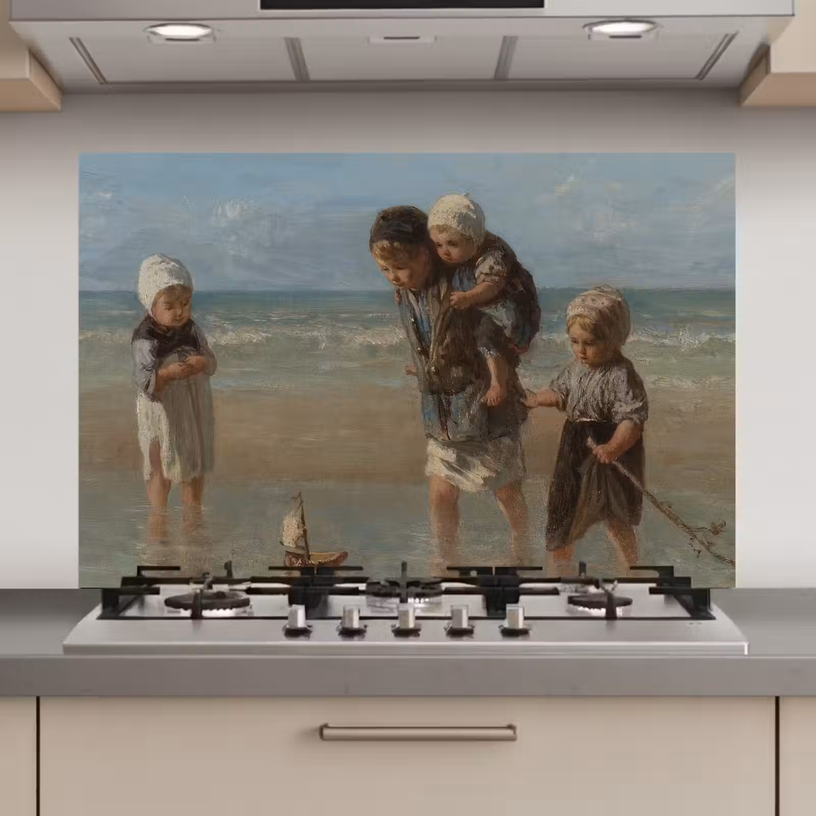 Spatscherm keuken - Kinderen der zee - Schilderij van Jozef Israëls — 1