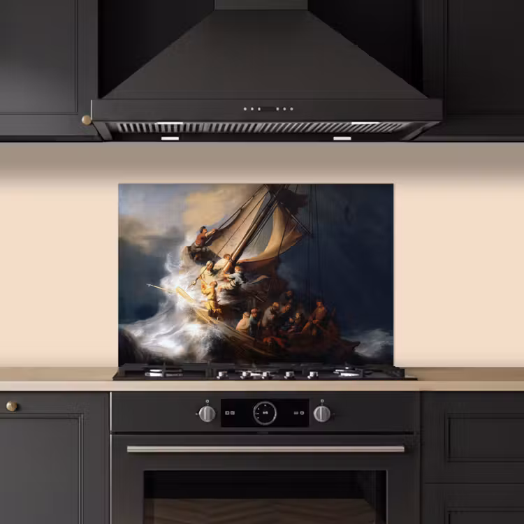 Spatscherm keuken - De storm op het meer van Galilea - Rembrandt van Rijn — 2