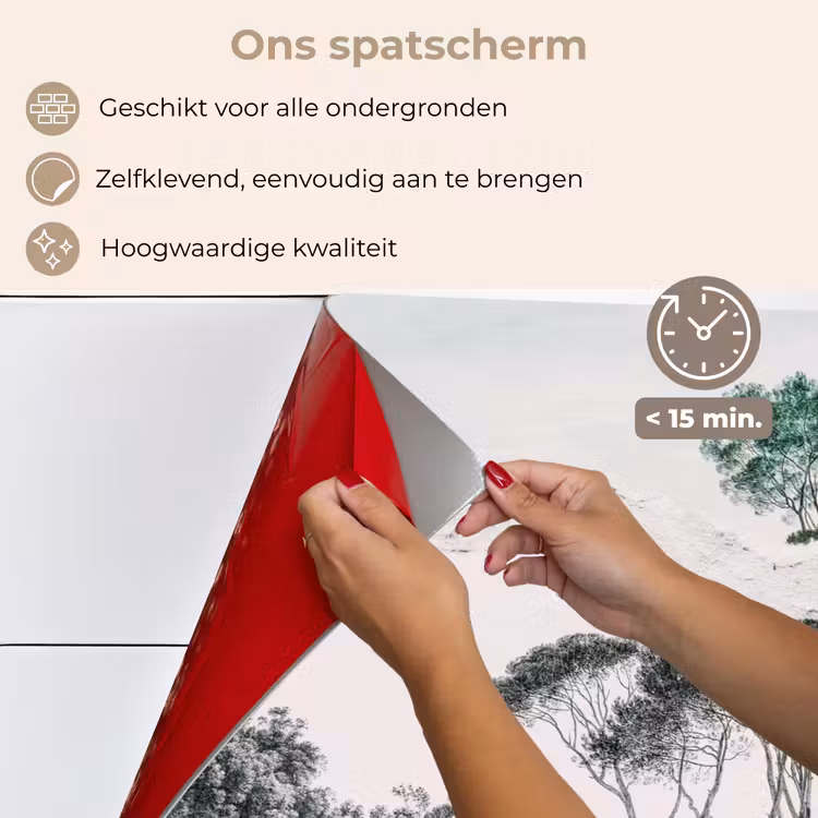 Spatscherm keuken - Italiaans landschap parasoldennen - Kunst - Hendrik Voogd - Schilderij - Zwart wit - Oude meesters — 4