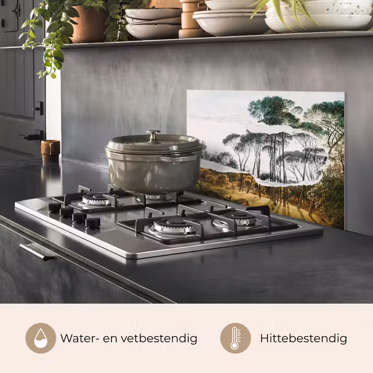 Spatscherm keuken - Italiaans landschap parasoldennen - Kunst - Hendrik Voogd - Schilderij - Zwart wit - Oude meesters — 7