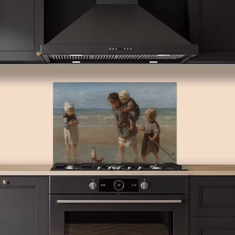Spatscherm keuken - Kinderen der zee - Schilderij van Jozef Israëls — 2