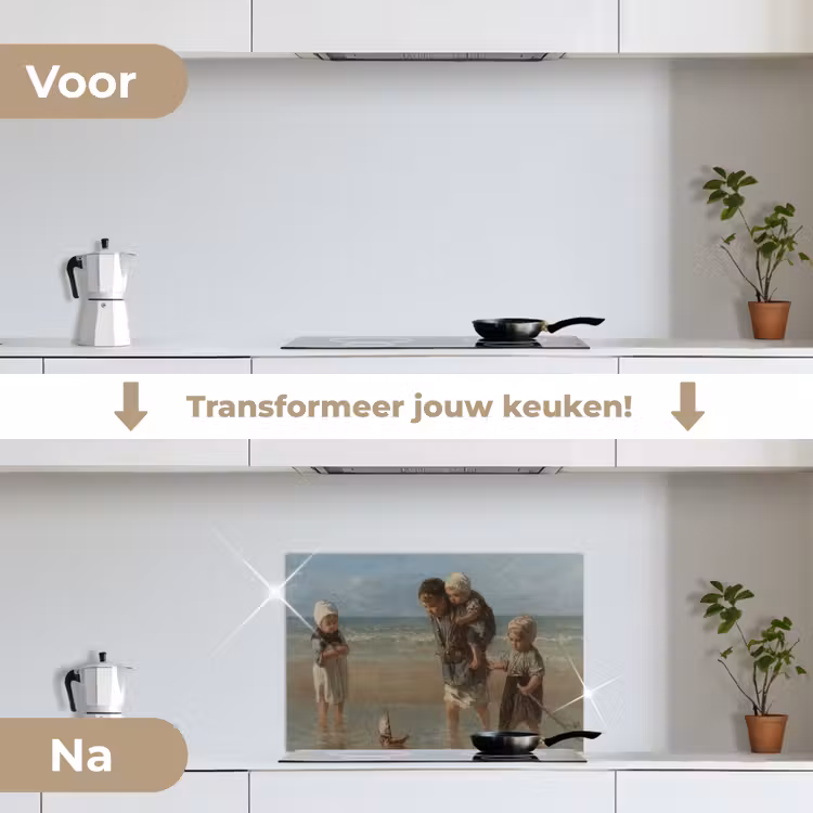 Spatscherm keuken - Kinderen der zee - Schilderij van Jozef Israëls — 3