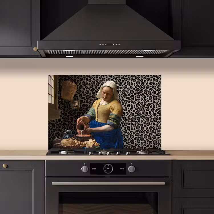 Spatscherm keuken - Melkmeisje - Kunst - Panterprint - Vermeer - Schilderij - Oude meesters — 2