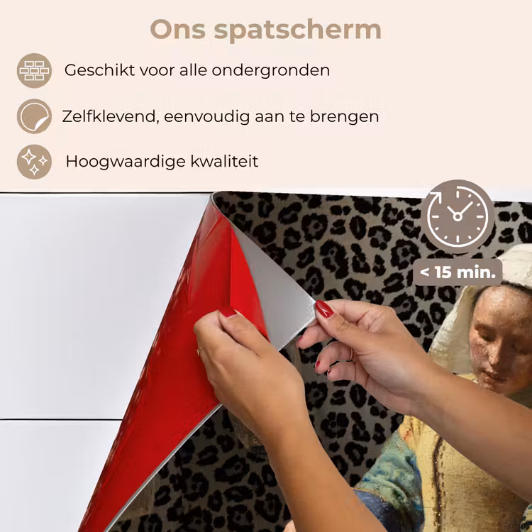 Spatscherm keuken - Melkmeisje - Kunst - Panterprint - Vermeer - Schilderij - Oude meesters — 4