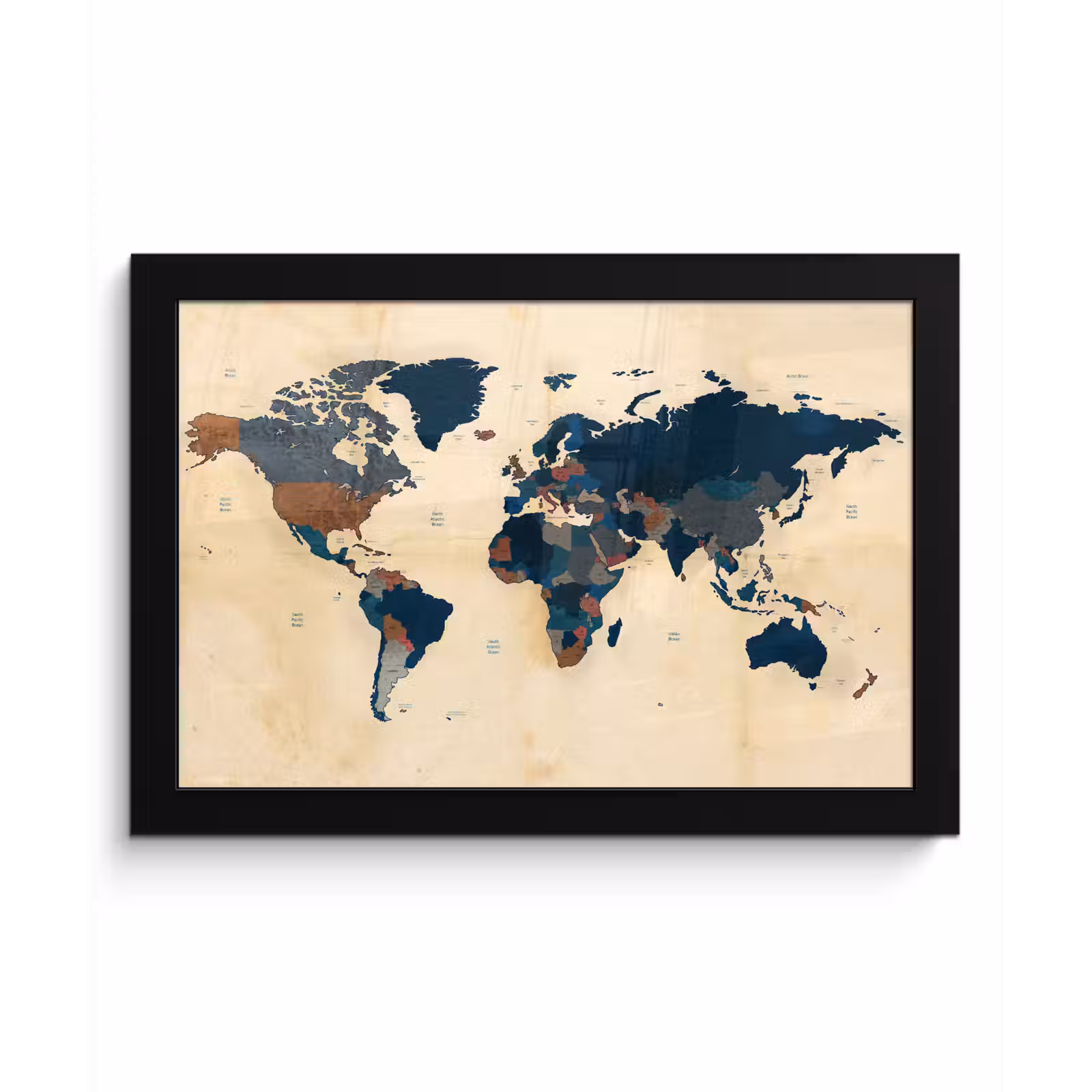 Poster met lijst - Wereldkaart - Vintage - Papyrus - Kinderen - Jongens - Meisjes — 1