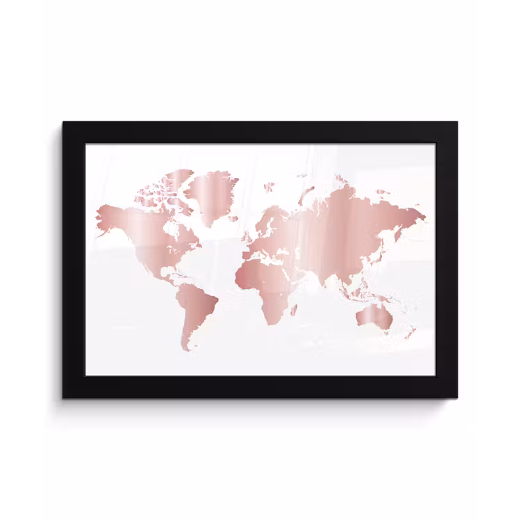 Poster met lijst - Wereldkaart - Roze - Kinderen - Jongens - Meisjes — 1
