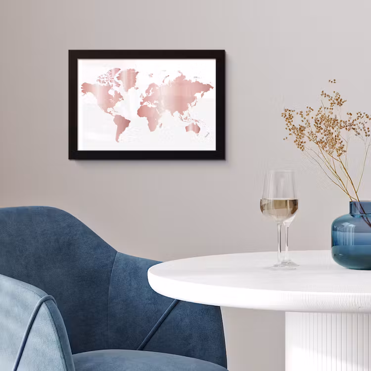Poster met lijst - Wereldkaart - Roze - Kinderen - Jongens - Meisjes — 4
