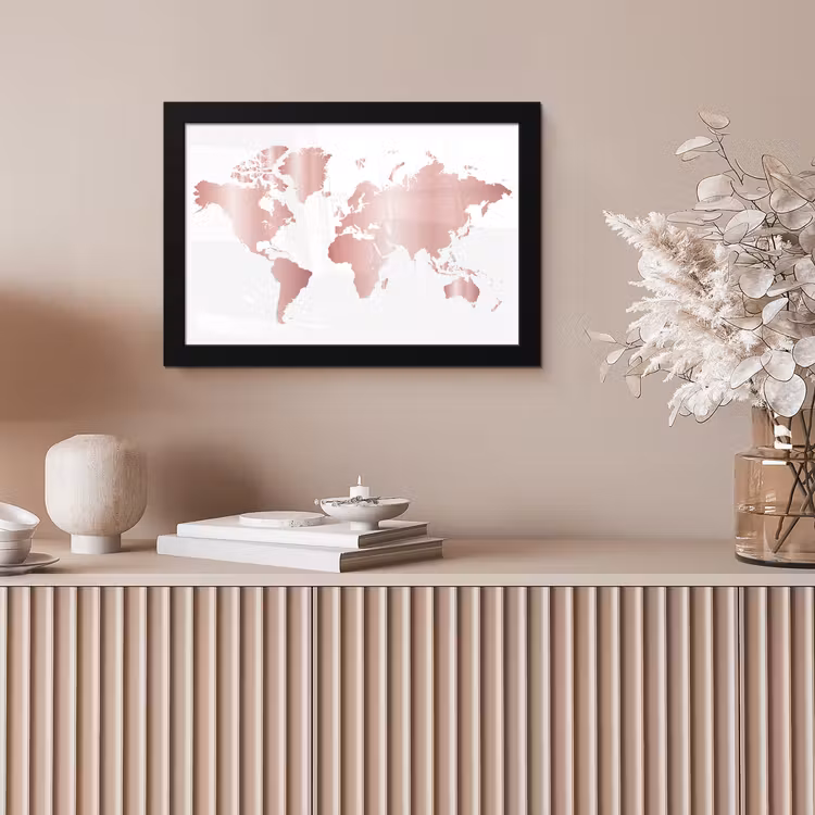 Poster met lijst - Wereldkaart - Roze - Kinderen - Jongens - Meisjes — 5