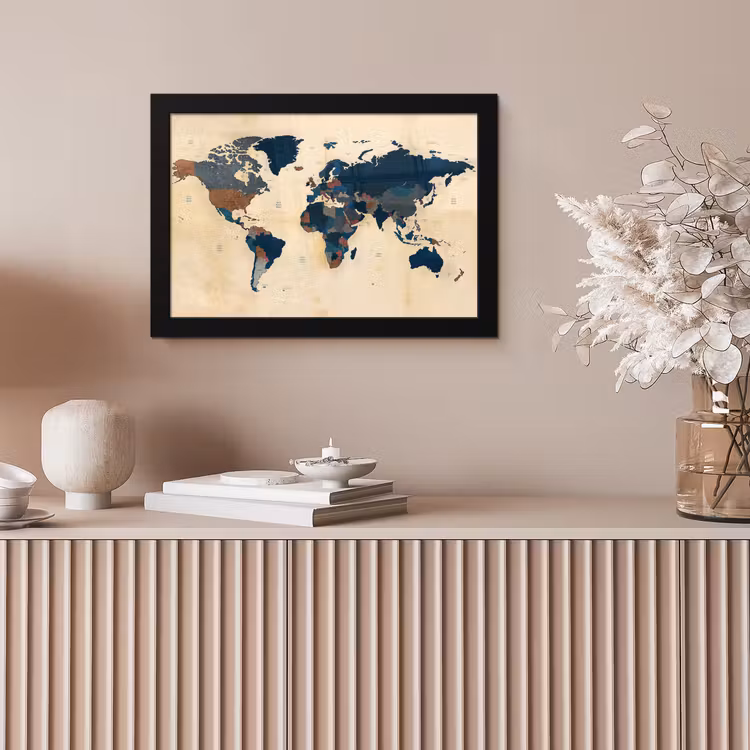 Poster met lijst - Wereldkaart - Vintage - Papyrus - Kinderen - Jongens - Meisjes — 5