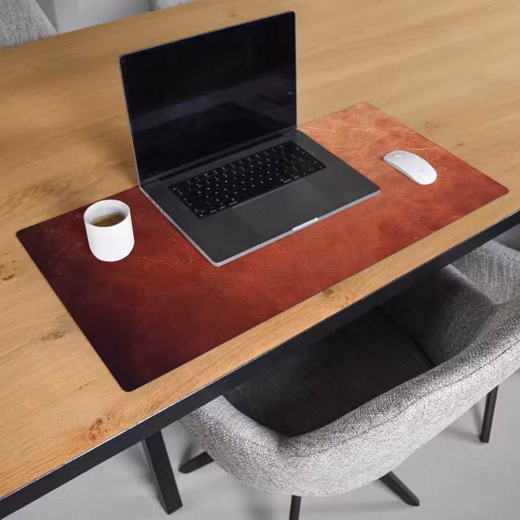 Bureau onderlegger - leer-lederlook-bruin-licht — 2