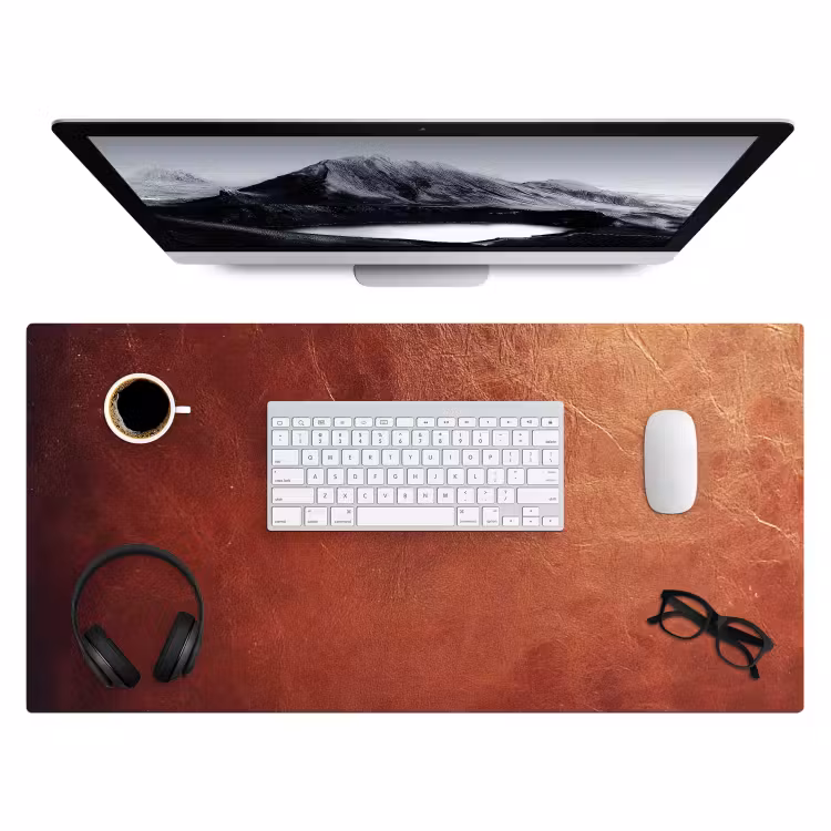 Bureau onderlegger - leer-lederlook-bruin-licht — 3