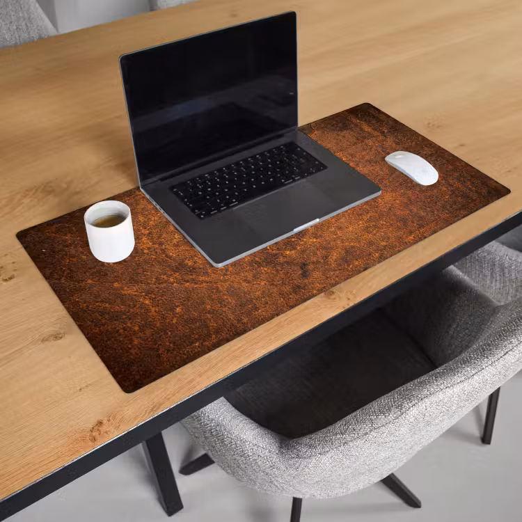 Bureau onderlegger - leer-structuur-bruin-oranje — 2