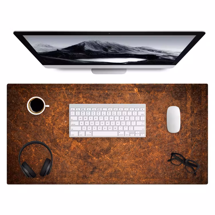 Bureau onderlegger - leer-structuur-bruin-oranje — 3