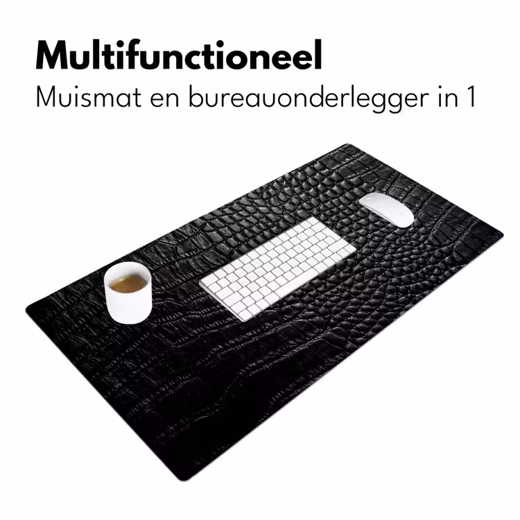 Bureau onderlegger - leer-structuur-zwart-grijs — 6