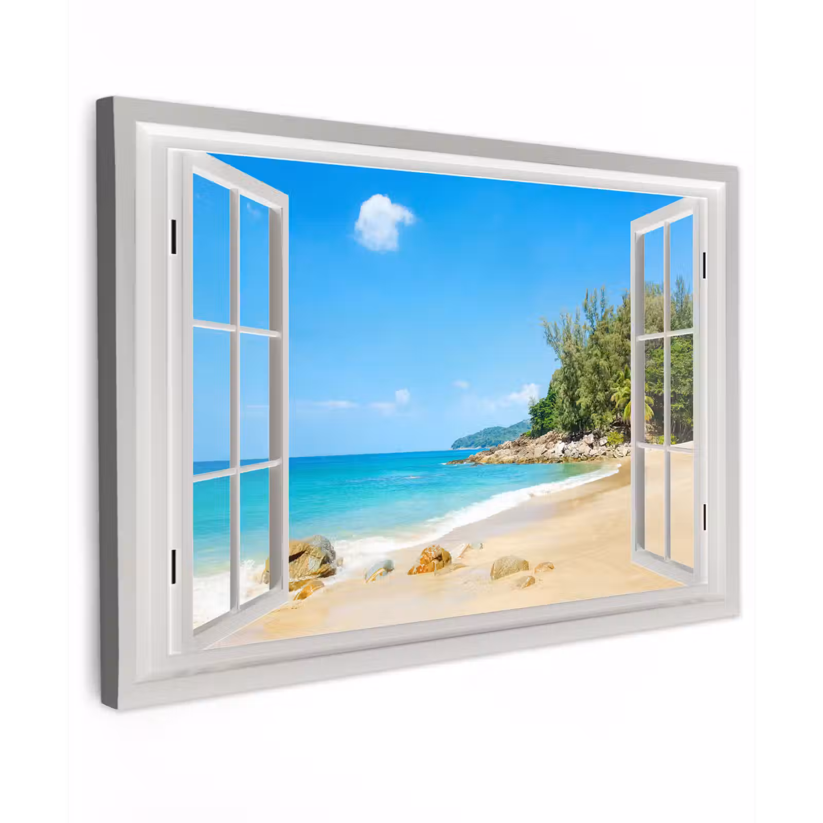 Canvas schilderij - Doorkijk - Water - Strand — 1