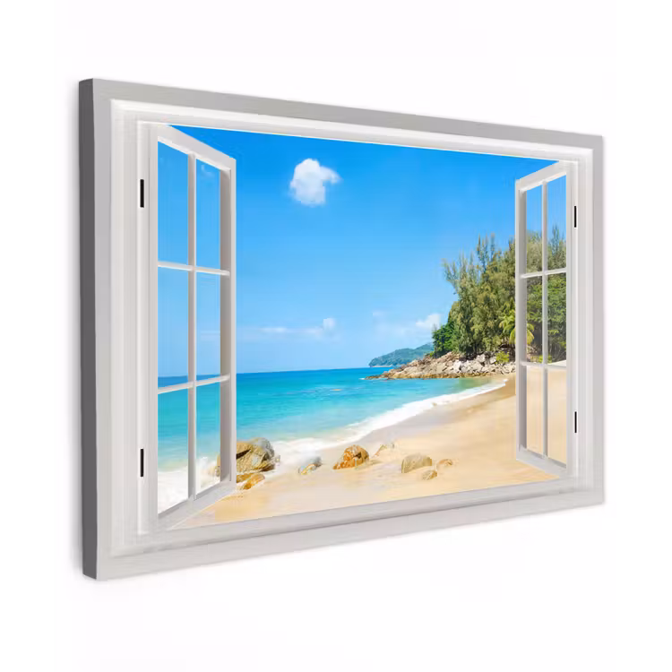 Canvas schilderij - Doorkijk - Water - Strand — 1