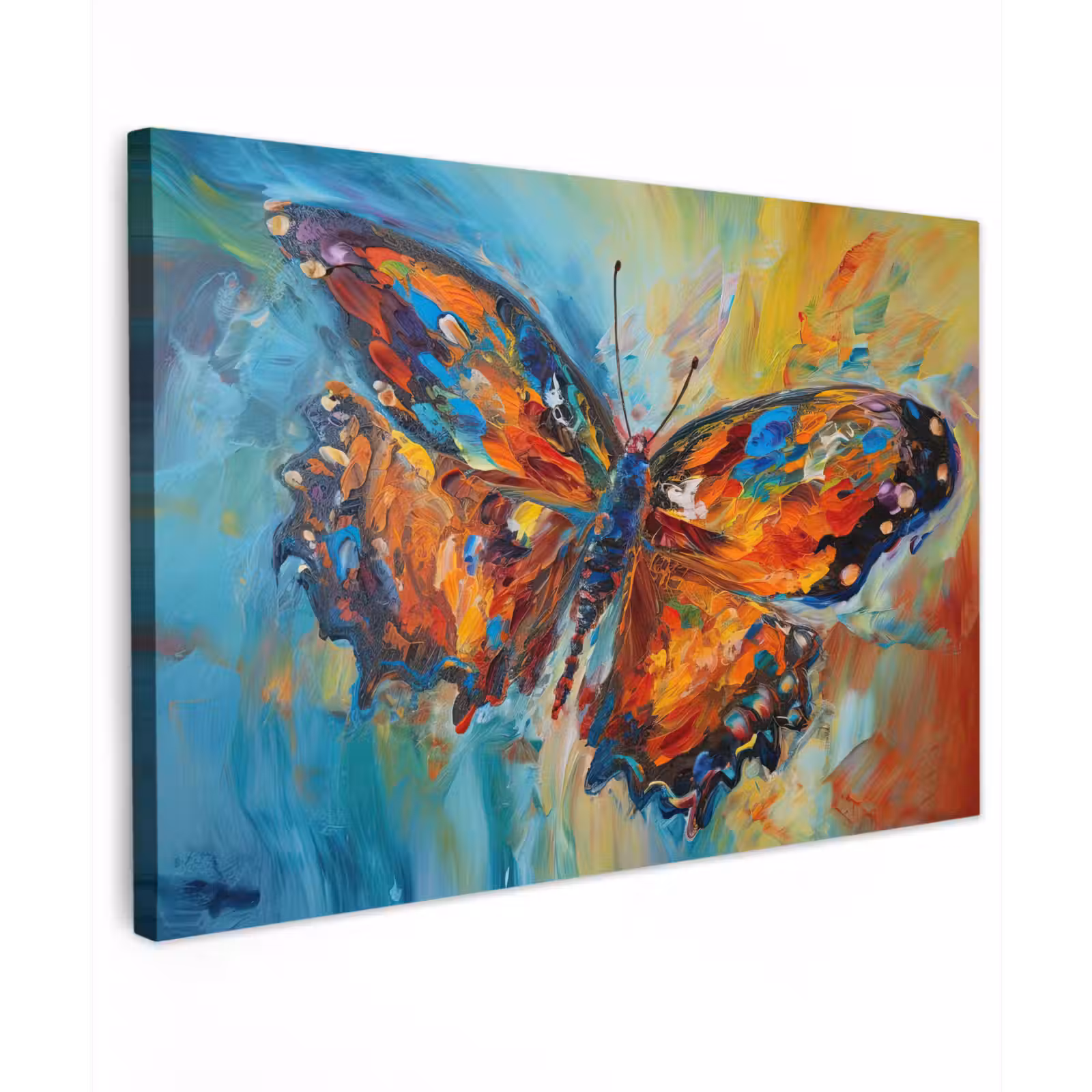 Canvas schilderij - Vlinder - Kleuren - Kunst - Schilderij — 1