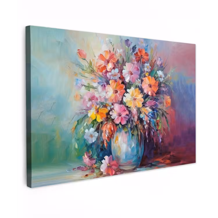 Canvas schilderij - Bloemen - Kunst - Schilderij - Lente - Boeket — 1