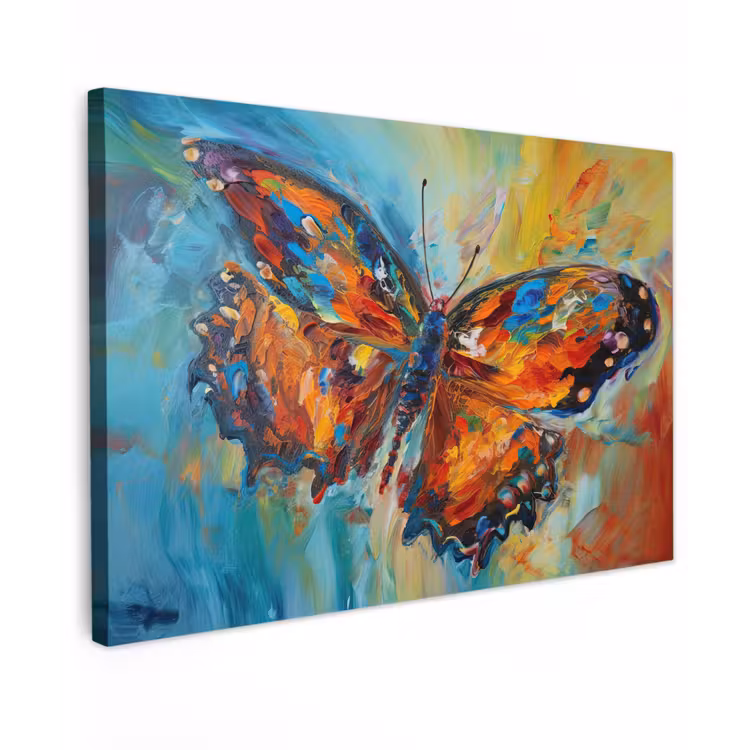 Canvas schilderij - Vlinder - Kleuren - Kunst - Schilderij — 1